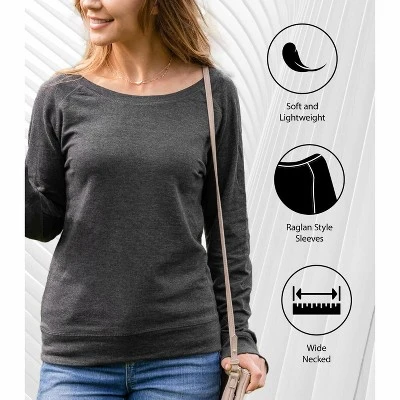 Women's - Disney - Princess Christmas Grid Lightweight French Terry Wide Neck Long Sleeve Graphic Shirt - Image 3