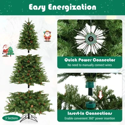 Costway 6 FT Pre-Lit Christmas Tree 3-Minute Quick Shape With Quick Power Connector Timer - Image 5