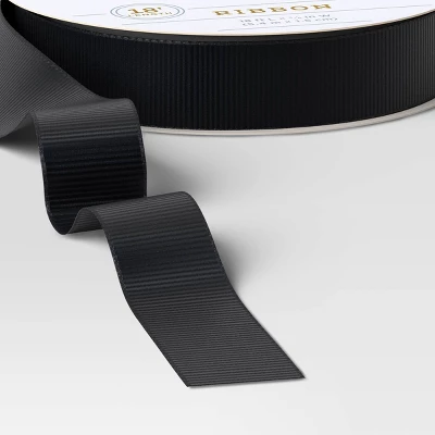 18' Christmas Fabric Ribbon Black Grosgrain - Wondershop™ - Image 2