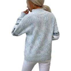 Womens Pullover Sweater Turtleneck Snowflakes Sweater Christmas Sweater Ribbed Knit Long Sleeve Sweater