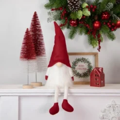 Northlight Lighted Sitting Gnome With Dangling Legs Christmas Decoration - 20"