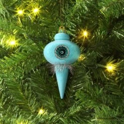 Christmas Flocking Ornament With Reflector Aqua - Wondershopâ˘
