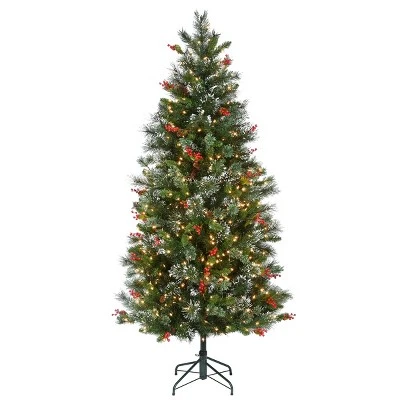 Prelit Flocked Pine Artificial Christmas Tree Clear Lights - National Tree Company - Image 5