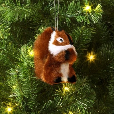 4" Christmas Faux Fur Animals Squirrel Ornament - Wondershopâ˘
