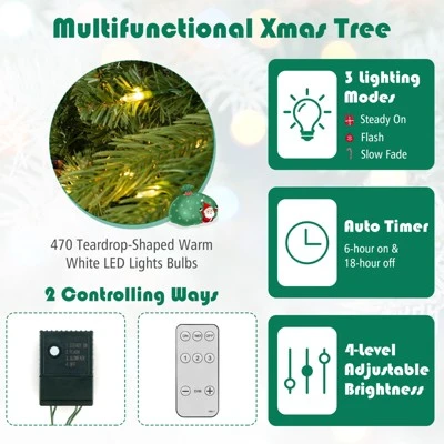 Costway 6 FT Pre-Lit Christmas Tree 3-Minute Quick Shape With Quick Power Connector Timer - Image 6