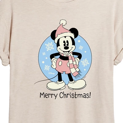 Women's - Disney - Mickey Merry Christmas Oversized Graphic T-Shirt