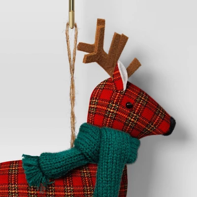 Christmas Fabric Deer Ornament Red Plaid - Wondershop™ - Image 2