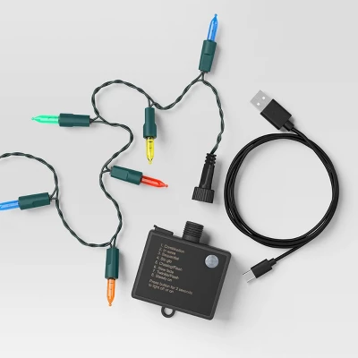 50ct LED Battery Operated Hybrid Miniature String Lights With Green Wire - Wondershop™ - Image 4