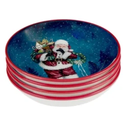 Certified International Set Of 4 38oz Santa's Secret Soup/Pasta Bowls