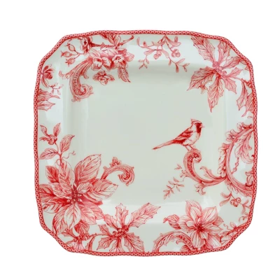 222 Fifth Christmas Lane 16pc Square Dinnerware Set Red - Image 2