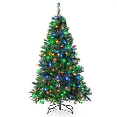 Costway 6FT/7FT Pre-Lit Hinged Christmas Tree With 260/350 Multi-Color Lights & 3-Minute Quick Shape No Fluffing Required - Image 10