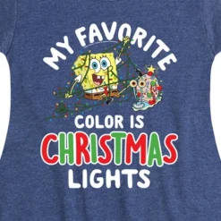 Girls' - SpongeBob SquarePants - My Favorite Color Is Christmas Lights Fit & Flair Cap Sleeve Graphic Dress