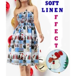 HAPPY BAY Women's Casual Beach Christmas Tree A Line Slit Mini Dresses Ruched Tube Top Evening Short Strapless Santa Dress For Women