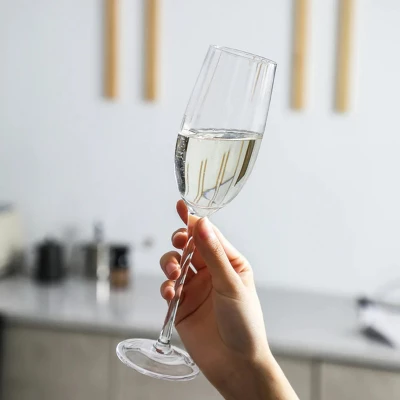 Slickblue Crystal Clear Ribbed Optic Champagne Flutes - 8 Oz, Set Of 4 - Image 3