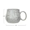 Storied Home 16 Oz. Embossed Stoneware Mug With Snowflakes And Reactive Glaze, White