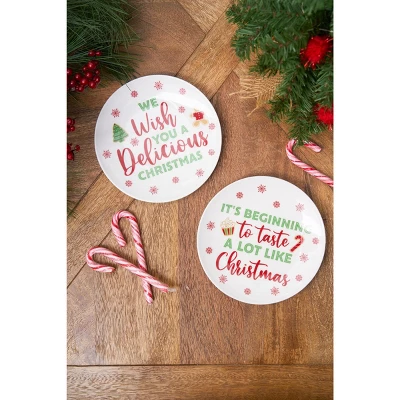 Gallerie II 6" Christmas Cute Humor Decorative Serving Plates Set Of 2 - Image 3