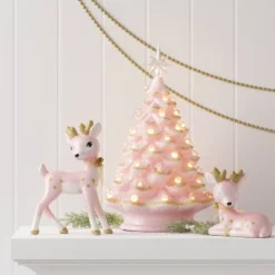 Christmas Ceramic Standing Pink Deer Decor - Wondershop™