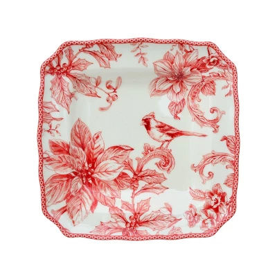 222 Fifth Christmas Lane 16pc Square Dinnerware Set Red - Image 3