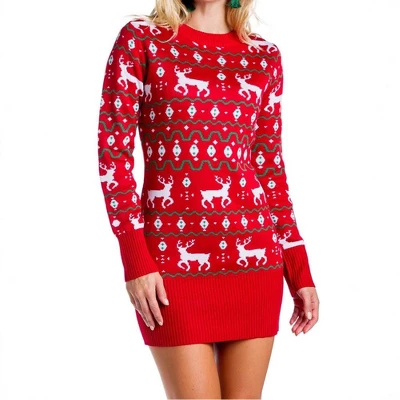 Christmas Jacquard Casual Women's Sweater Dress For Autumn And Winter