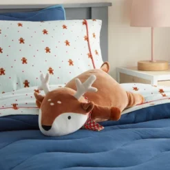 Holiday Brown Deer Weighted Plush Kids' Throw Pillow - Pillowfort™