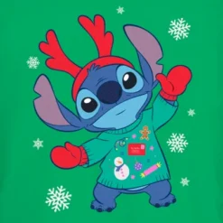 Juniors Womens Lilo & Stitch Christmas Outfit Stitch T-Shirt