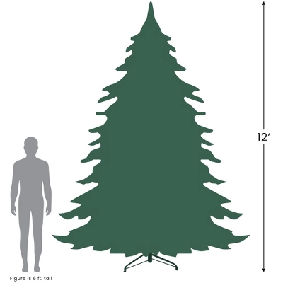 Northlight 12' Pre-Lit Heavily Flocked Pine Medium Artificial Christmas Tree - Clear Lights - Image 2