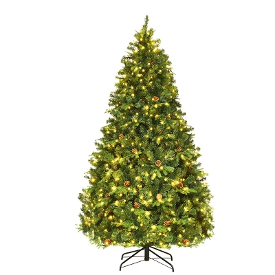 Costway 7Ft/7.5FT/8FT Pre-Lit Christmas Tree Hinged 460/540/600 Lights - Image 10