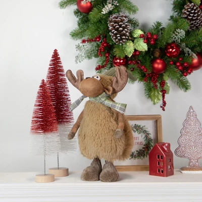 Northlight Whimsical Standing Moose With Plaid Scarf Christmas Decoration - 13"