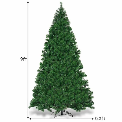 Costway Pre-Lit PVC Christmas Tree 9Ft Hinged 700 LED Lights Green - Image 3