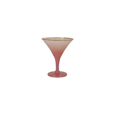 Storied Home 8-Ounce Cocktail Glass With Gold Color Rim, Pink