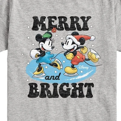 Boys' - Disney - Mickey And Minnie Merry And Bright Christmas Short Sleeve Graphic T-Shirt