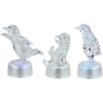 Northlight LED Lighted Color Changing Penguin Acrylic Christmas Decorations - 4" - Set Of 3 - Image 2