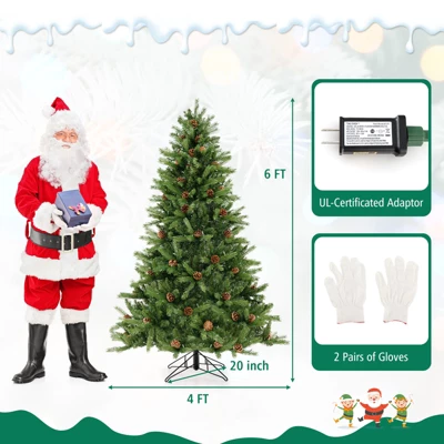 Costway 6 FT Pre-Lit Christmas Tree 3-Minute Quick Shape With Quick Power Connector Timer - Image 2