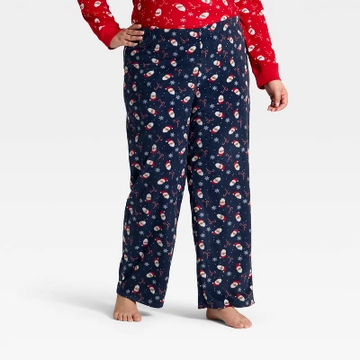Women's Santa Print Microfleece Holiday Matching Family Pajama Pants - Wondershop™ Navy Blue - Image 5