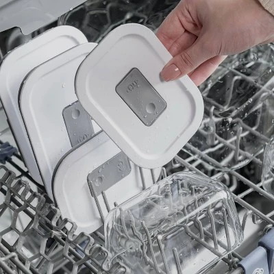 OU Glass Food Storage Container Set 4pc (set Of 2) Microwave, Freezer & Dishwasher Safe, Airtight Leak Proof Lid With Microwave Valve, Stackable - Image 6