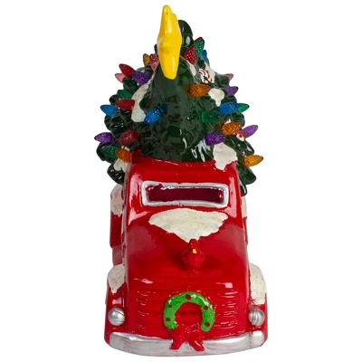 Northlight LED Lighted Vintage Truck With Tree Christmas Decoration - 8" - Red - Image 2