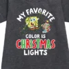 Girls' - SpongeBob SquarePants - My Favorite Color Is Christmas Lights Graphic Short Sleeve Fleece Dress