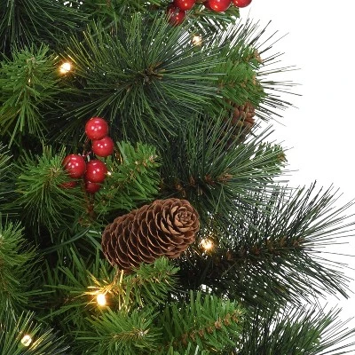 2ft Puleo Pre-Lit Tabletop Artificial Christmas Tree: Gold Base, Clear Lights, Hinged Branches, Indoor Use, 35 Bulbs - Image 2