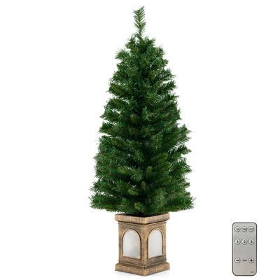 Costway 4 FT Pre-Lit Potted Christmas Tree Artificial Entrance Decor With 3 Lighting Modes - Image 8