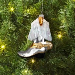 Christmas Glass Cowboy Boot Ornament - Wondershop™