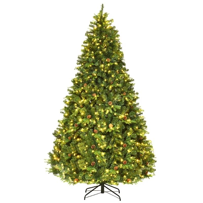 Costway 7Ft/7.5FT/8FT Pre-Lit Christmas Tree Hinged 460/540/600 Lights - Image 11