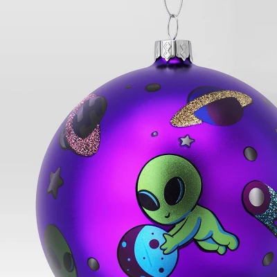 100mm Christmas Shatter-Resistant Ornament Space Purple With Alien - Wondershop™ - Image 2