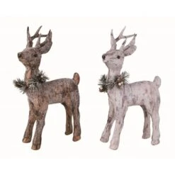 Transpac Christmas Small Styro Deer Set Of 2 Christmas Home Decorations