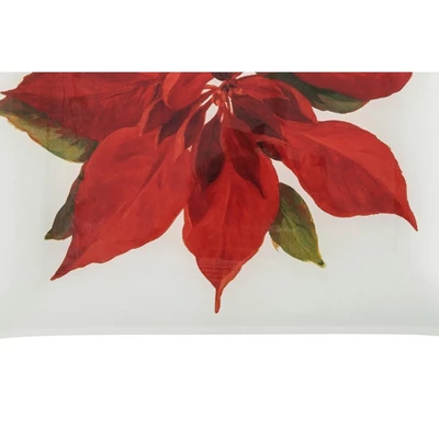 Gallerie II Poinsettia Christmas Slump Glass Platter - Image 2
