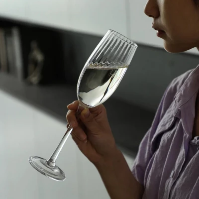 Slickblue Crystal Clear Ribbed Optic Champagne Flutes - 8 Oz, Set Of 4 - Image 2