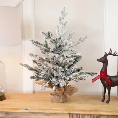 Northlight Real Touch™ Pre-Lit B/O Tamarack Pine Artificial Christmas Tree With Burlap - 2' Warm White LED