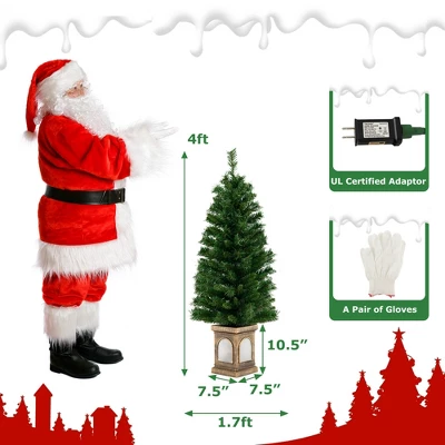 Costway 4 FT Pre-Lit Potted Christmas Tree Artificial Entrance Decor With 3 Lighting Modes - Image 3