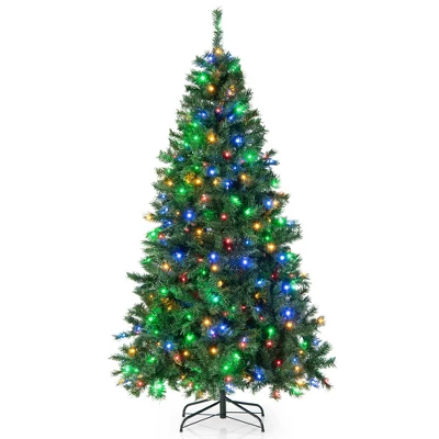 Costway 6FT/7FT Pre-Lit Hinged Christmas Tree With 260/350 Multi-Color Lights & 3-Minute Quick Shape No Fluffing Required - Image 11