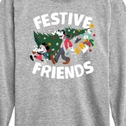 Boys' - Disney - Mickey, Donald, & Goofy Festive Friends Christmas Long Sleeve Graphic T-Shirt