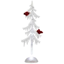 Northlight LED Lighted Acrylic Icicle Tree With Cardinals Christmas Decoration - 14"